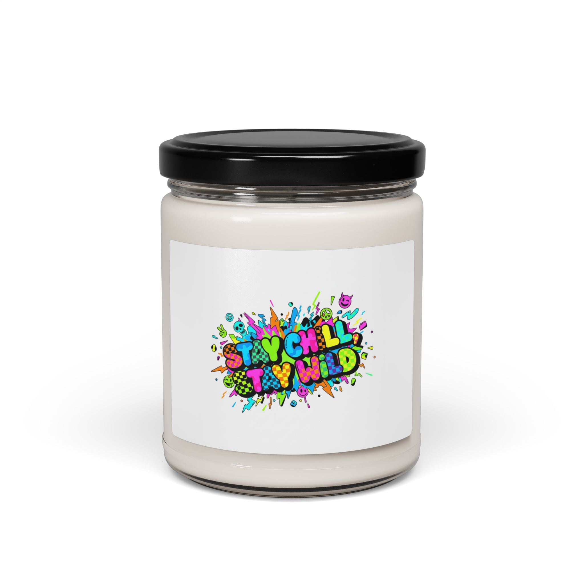 Stay Chill Try Wild Candle | Crash Out meme, neon graffiti soy jar