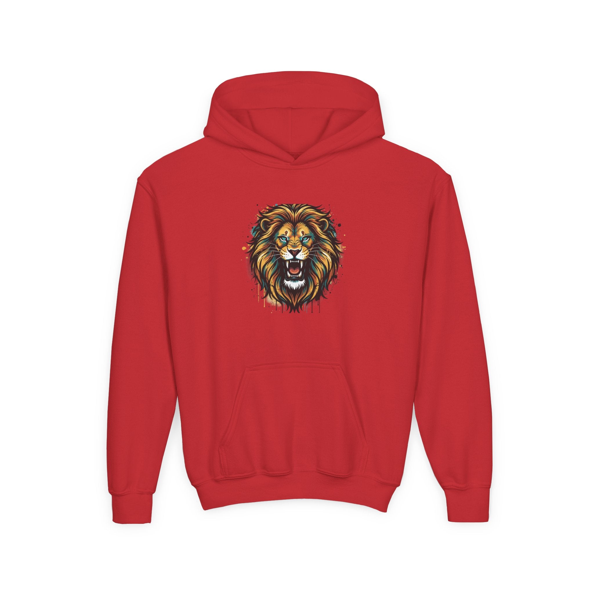 Youth Lion Hoodie — Bold Roaring Graphic Sweatshirt for Kids