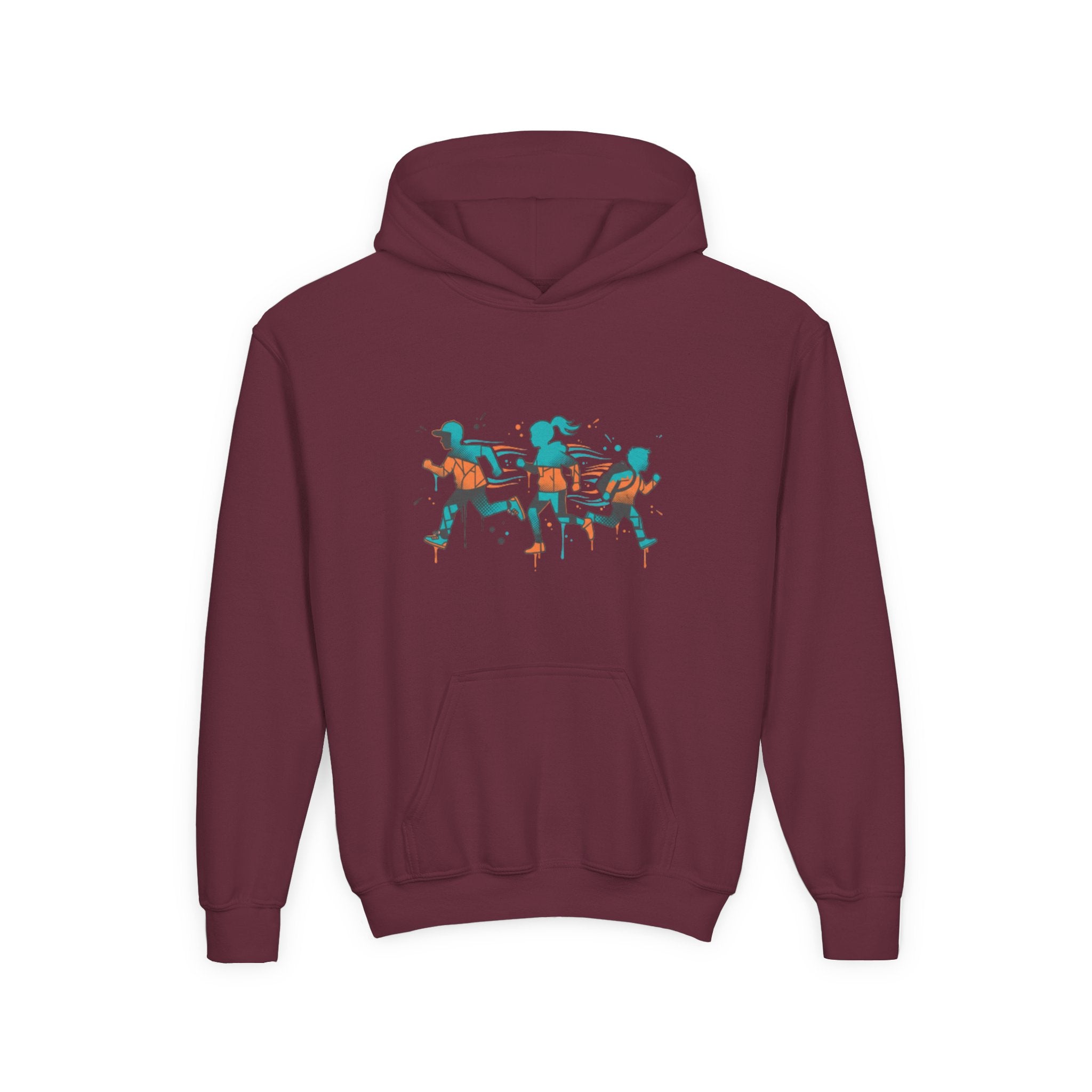 Kids Running Crew Hoodie — Playful Joggers Graphic Youth Sweatshirt