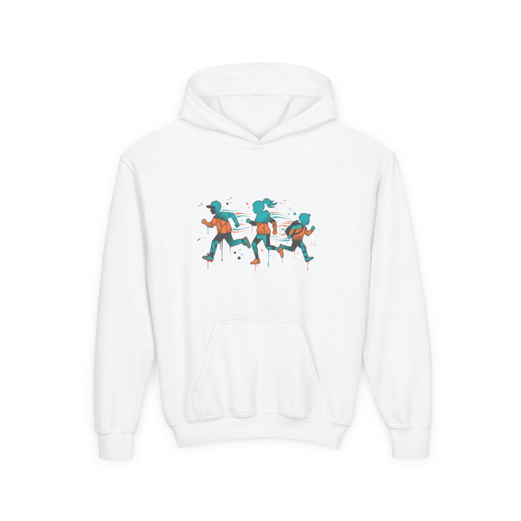 Kids Running Crew Hoodie — Playful Joggers Graphic Youth Sweatshirt
