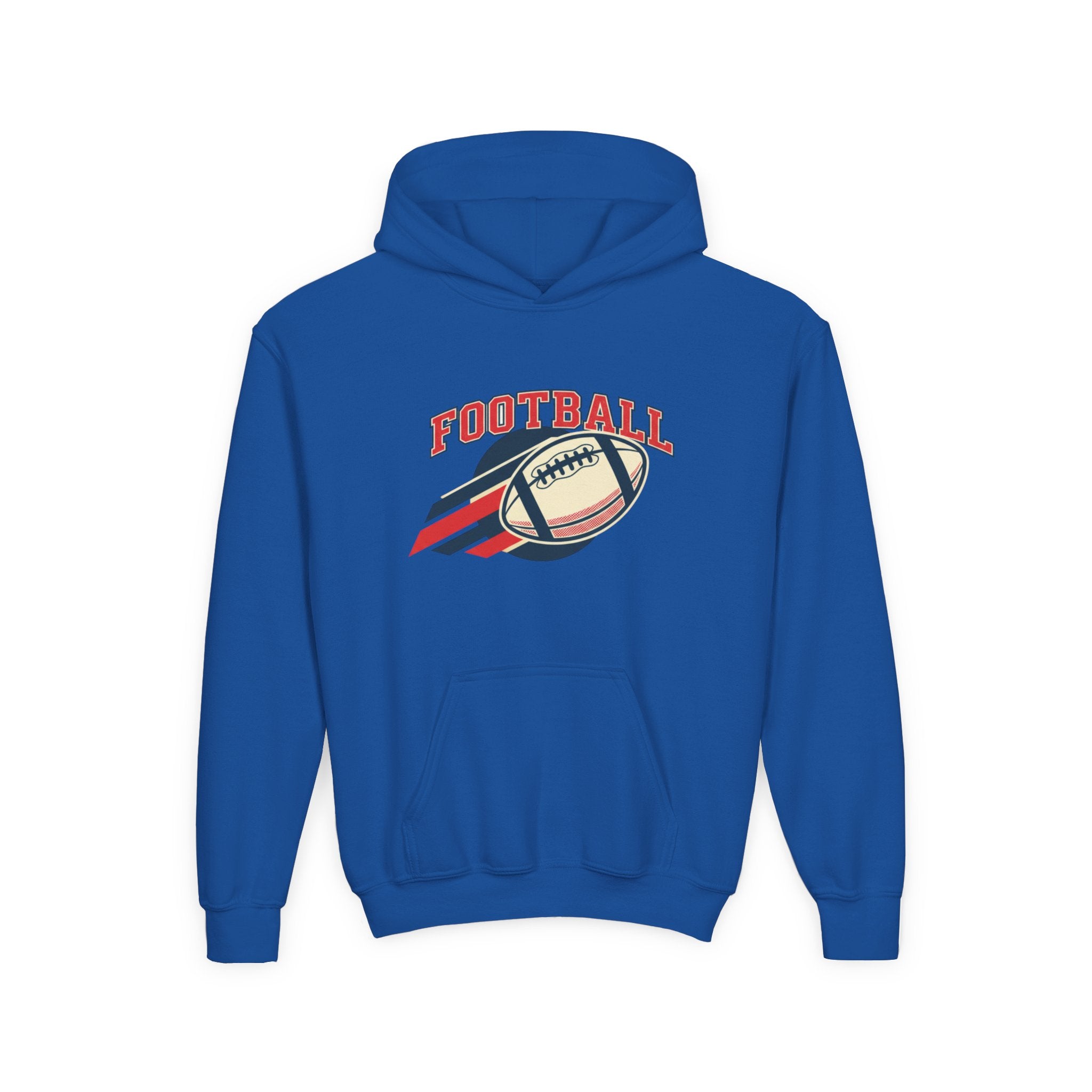 Youth Football Hoodie – Retro Flying Football Graphic