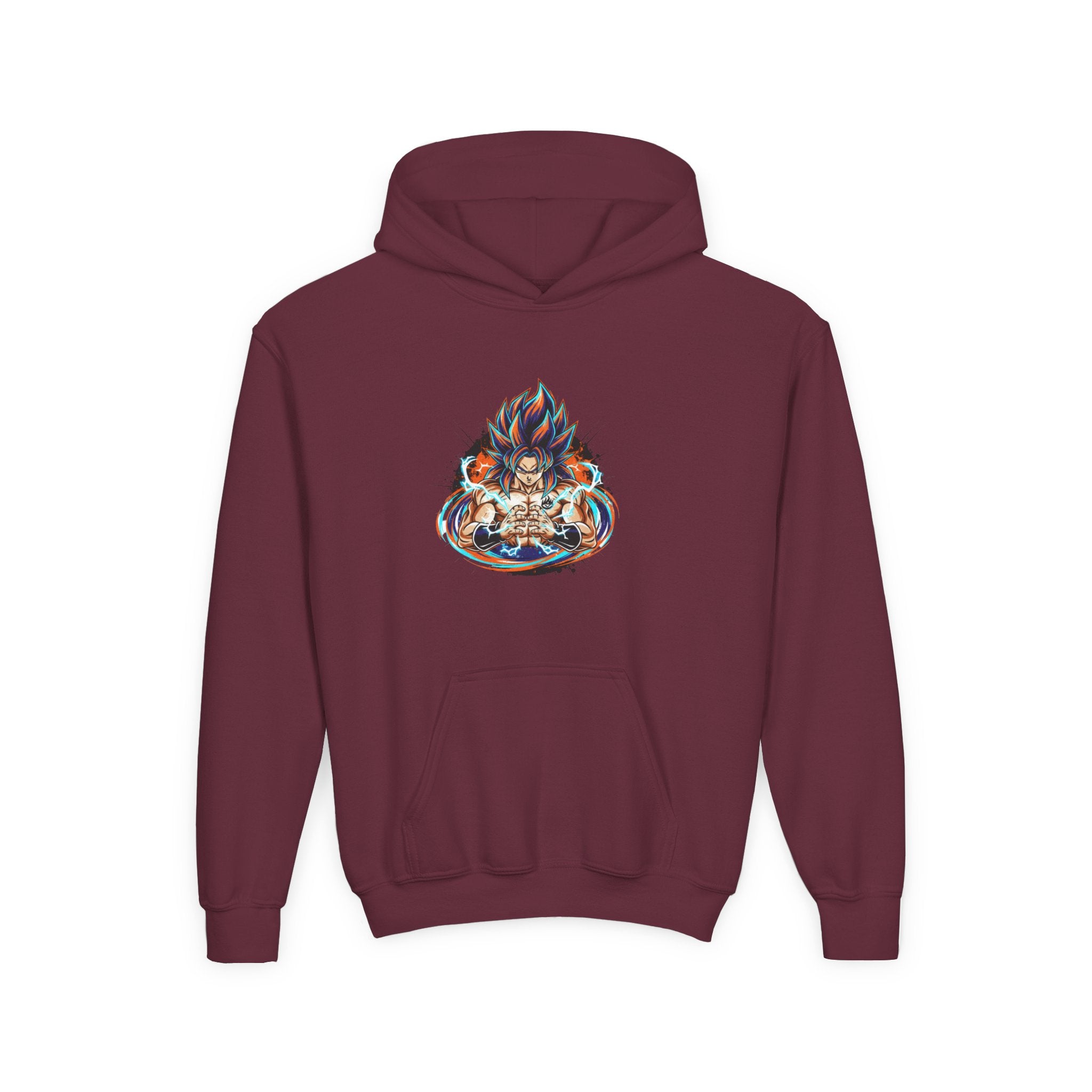 Youth Hoodie — Colorful Flaming Skull Graphic Pullover