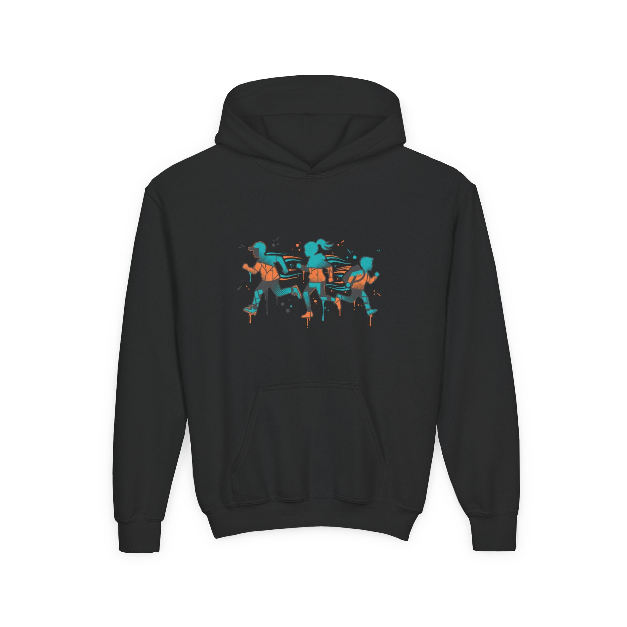 Kids Running Crew Hoodie — Playful Joggers Graphic Youth Sweatshirt