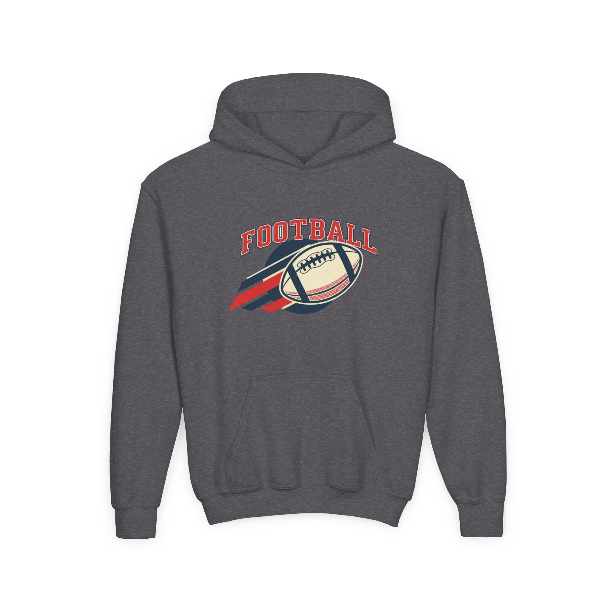 Youth Football Hoodie – Retro Flying Football Graphic
