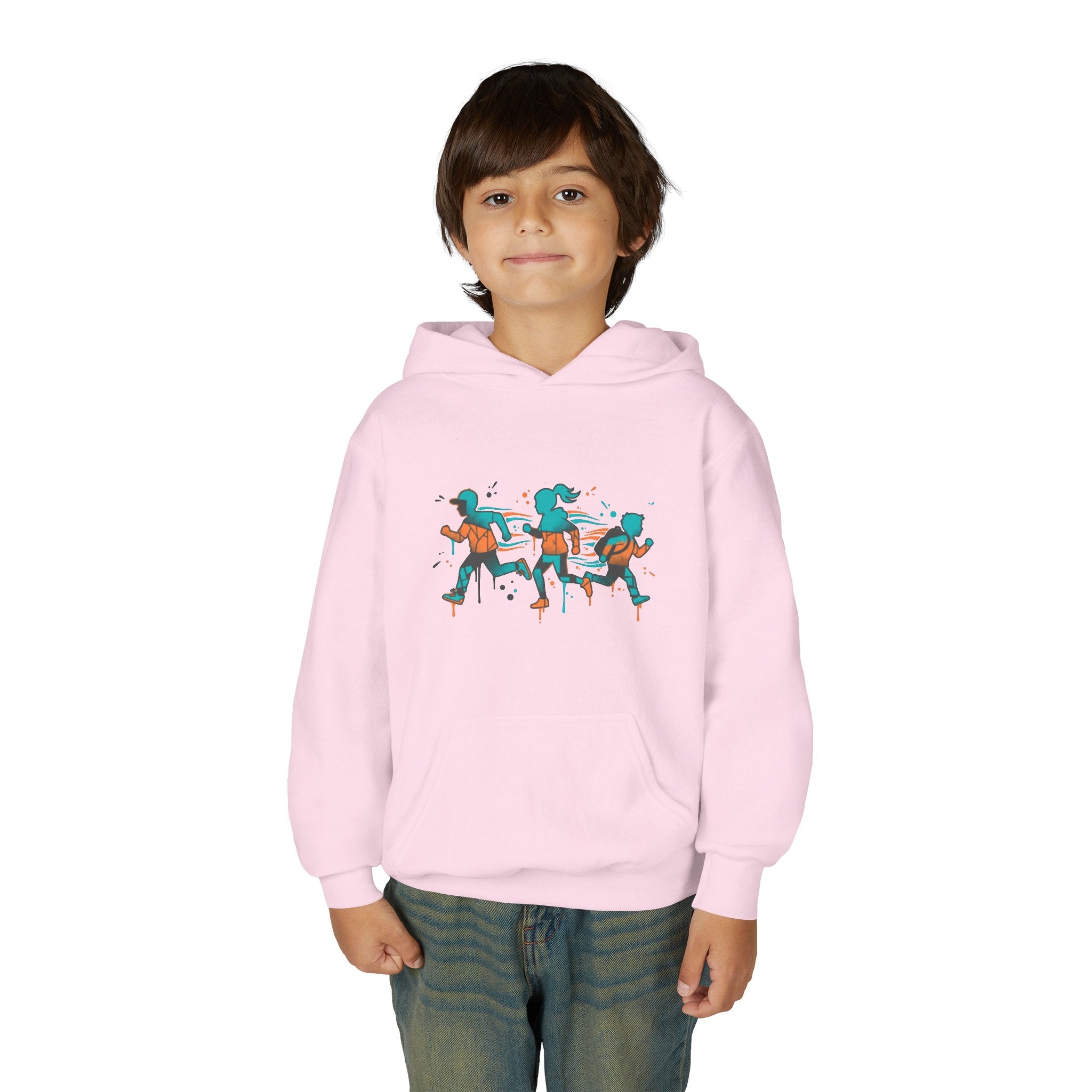 Kids Running Crew Hoodie — Playful Joggers Graphic Youth Sweatshirt
