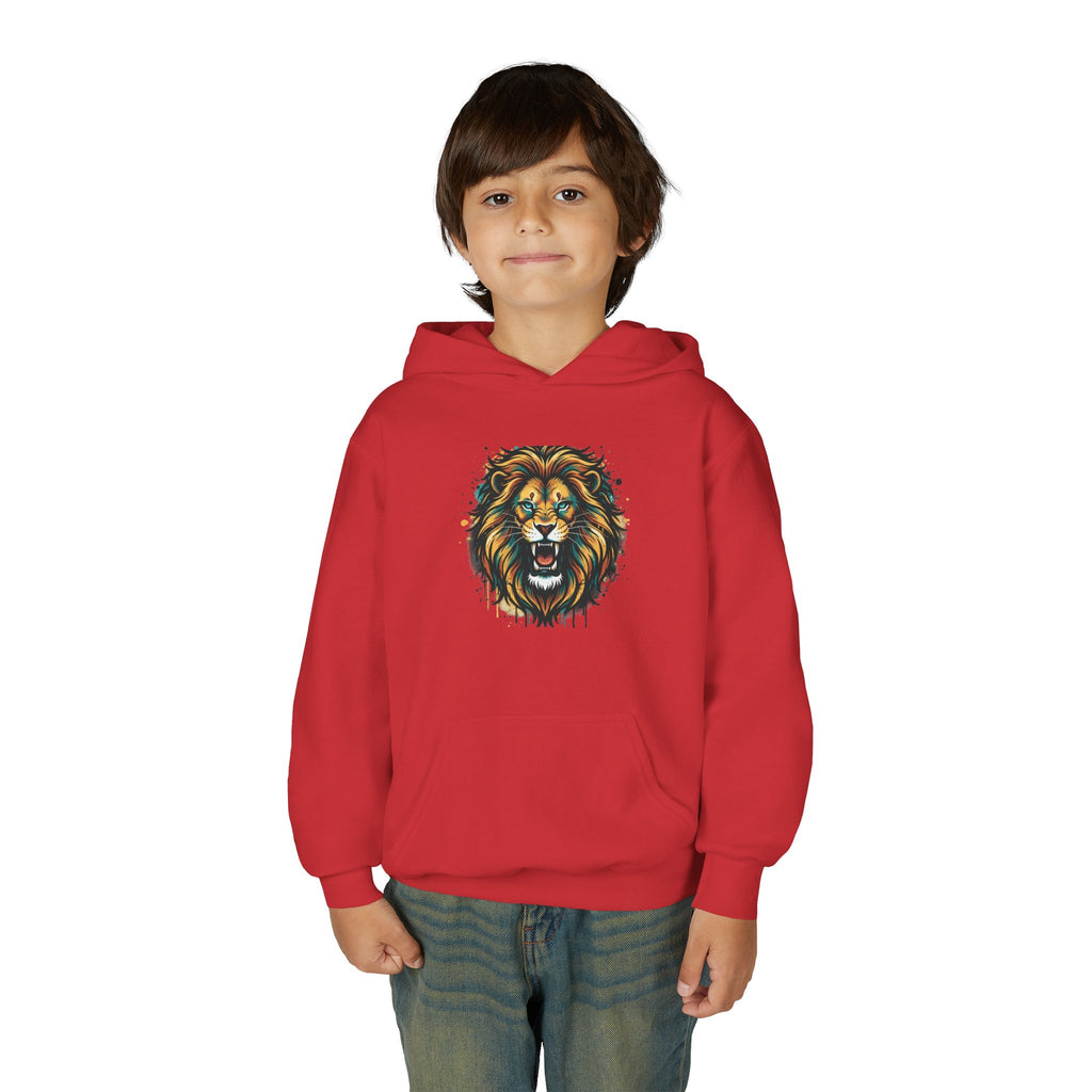Youth Lion Hoodie — Bold Roaring Graphic Sweatshirt for Kids