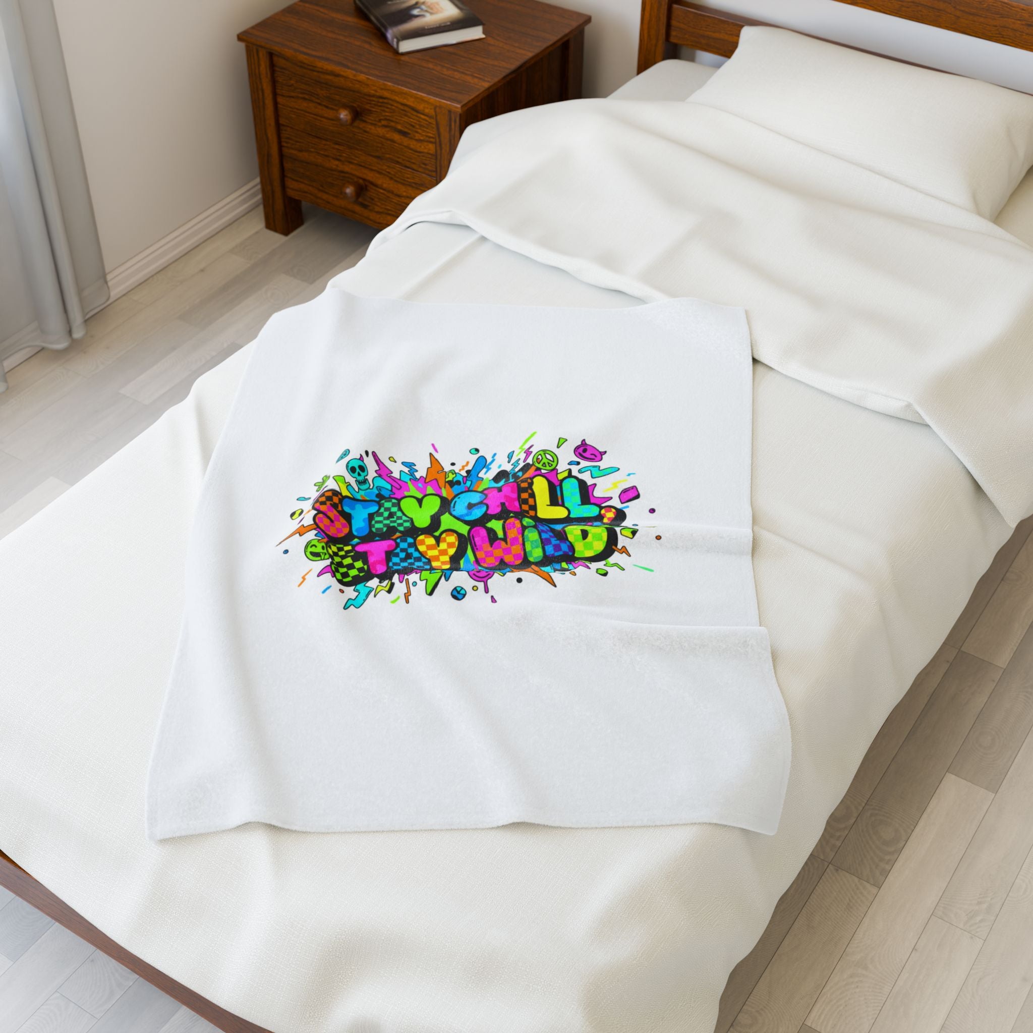 Stay Chill Stay Wild Blanket | Crash Out neon graffiti, meltdown design