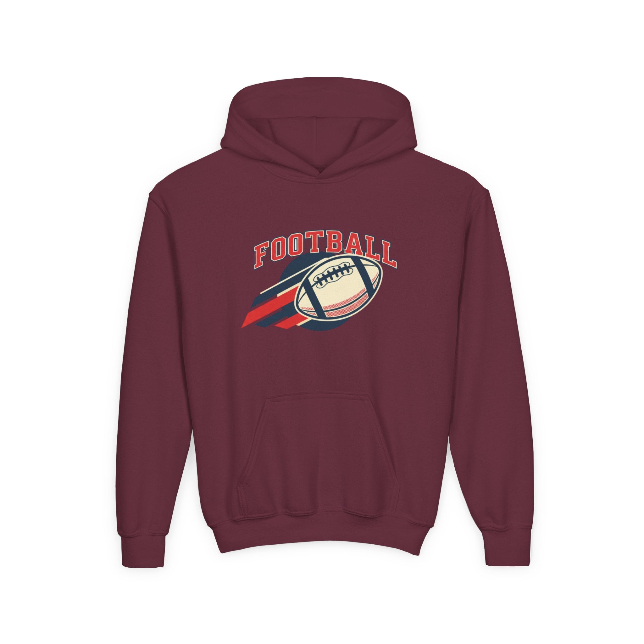 Youth Football Hoodie – Retro Flying Football Graphic