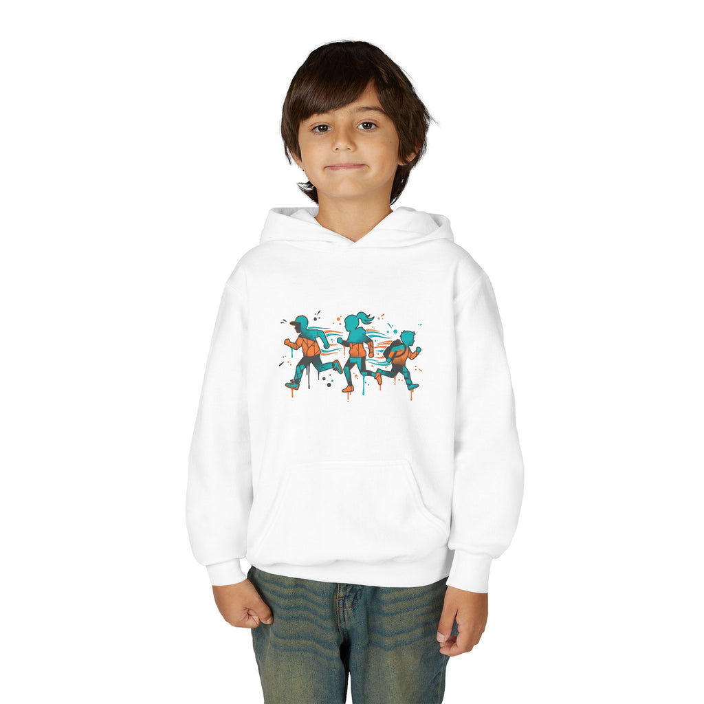 Kids Running Crew Hoodie — Playful Joggers Graphic Youth Sweatshirt