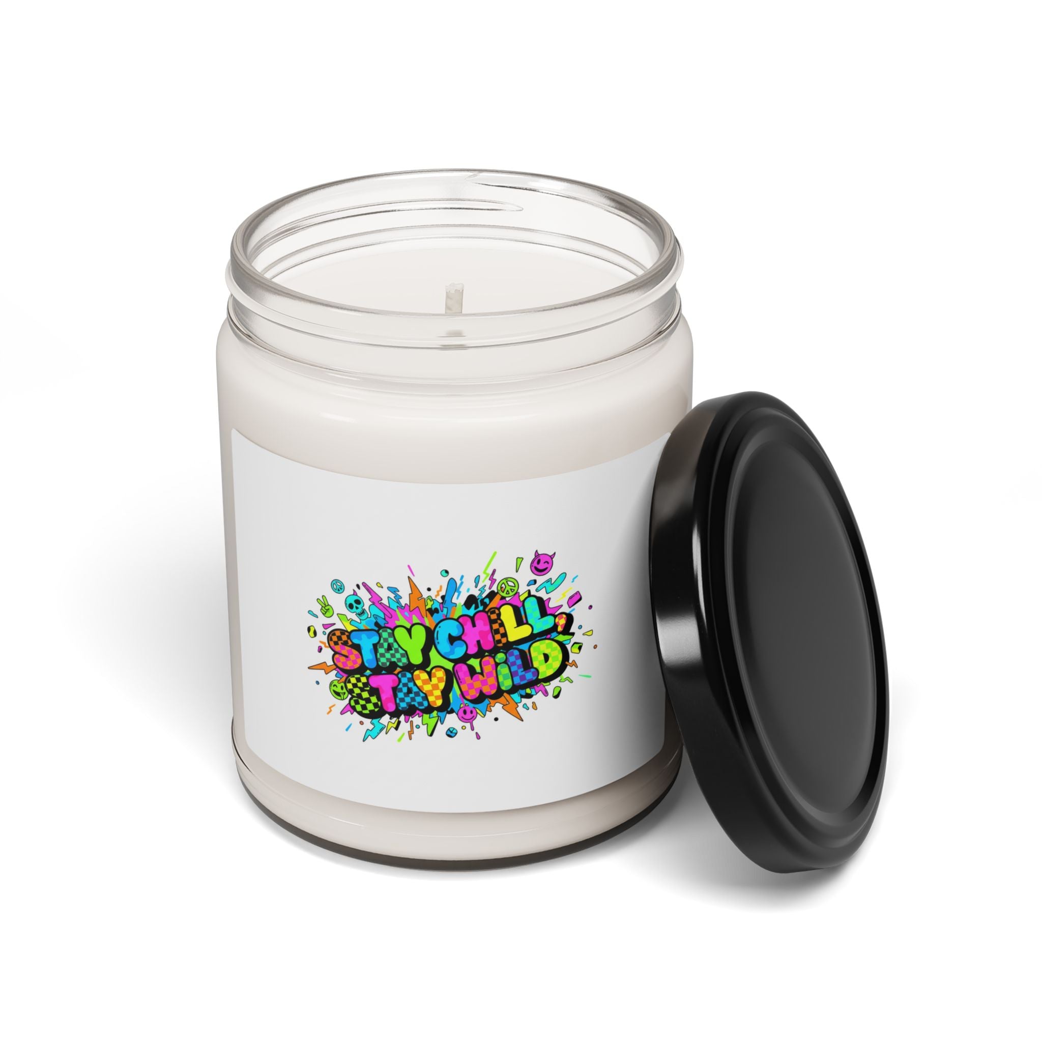 Stay Chill Try Wild Candle | Crash Out meme, neon graffiti soy jar
