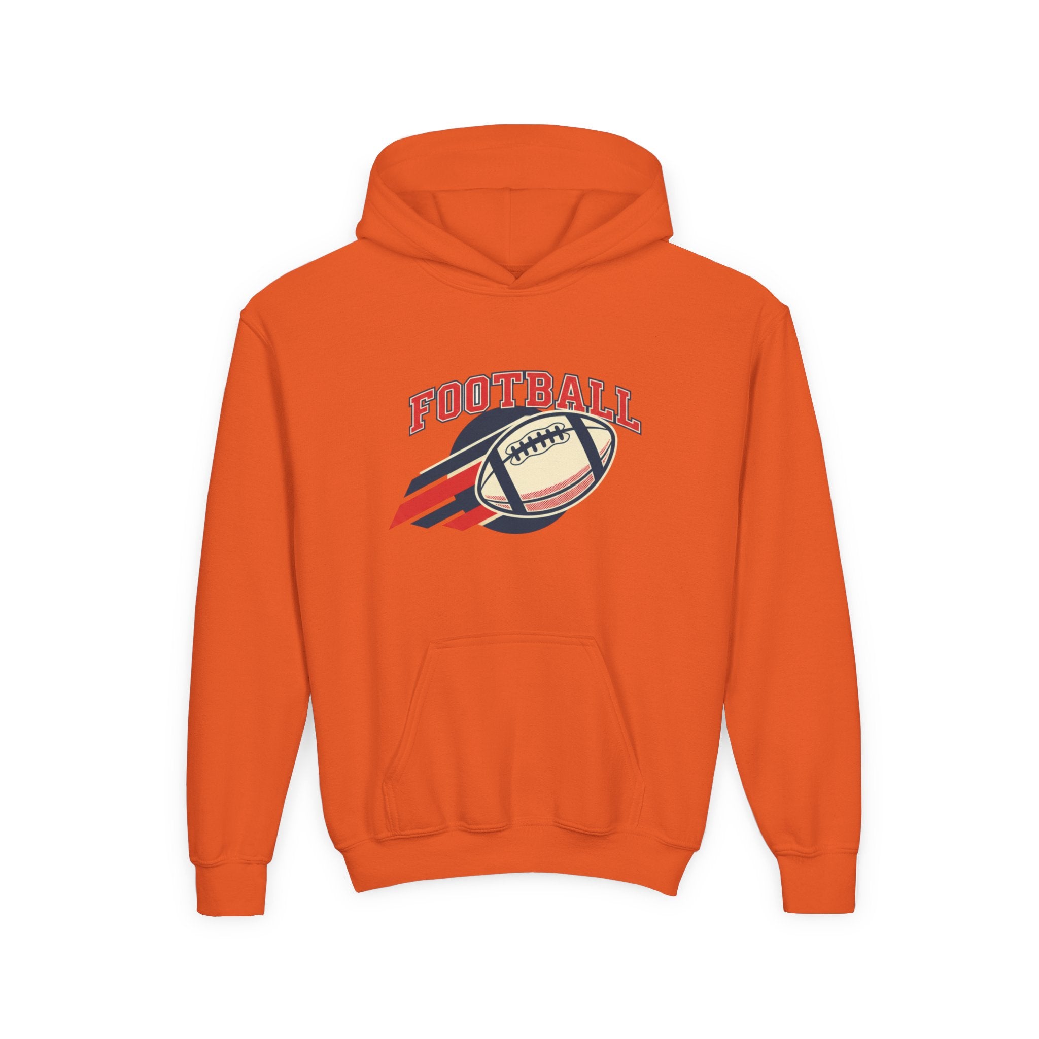 Youth Football Hoodie – Retro Flying Football Graphic