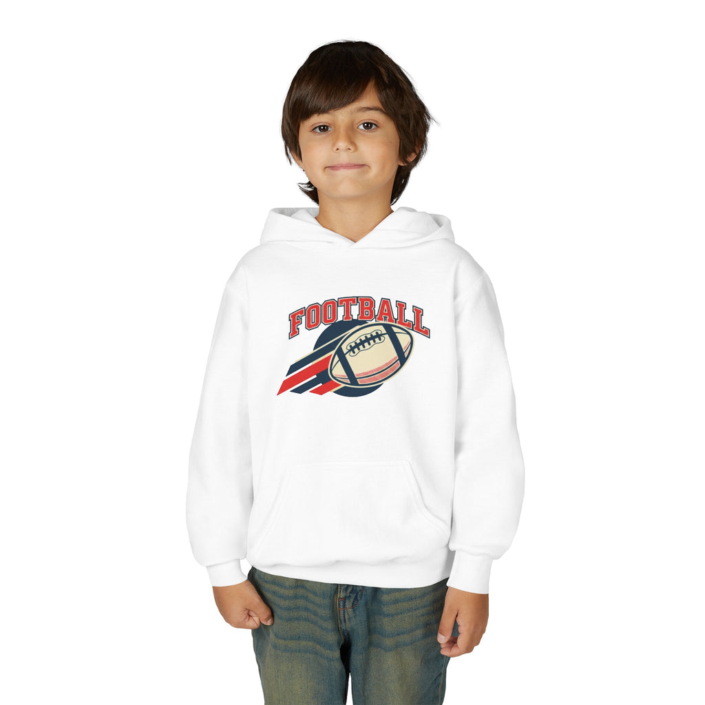 Youth Football Hoodie – Retro Flying Football Graphic