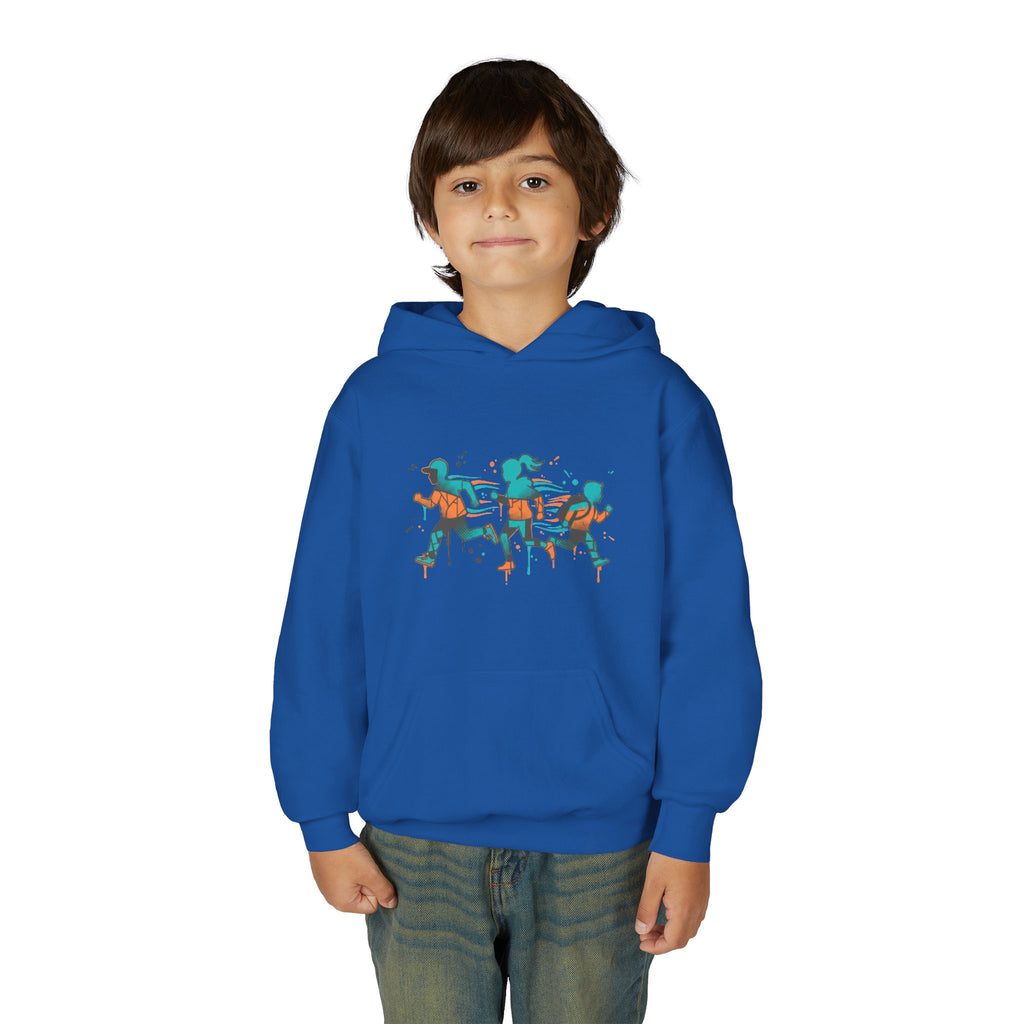 Kids Running Crew Hoodie — Playful Joggers Graphic Youth Sweatshirt