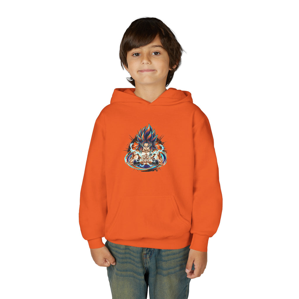 Youth Hoodie — Colorful Flaming Skull Graphic Pullover