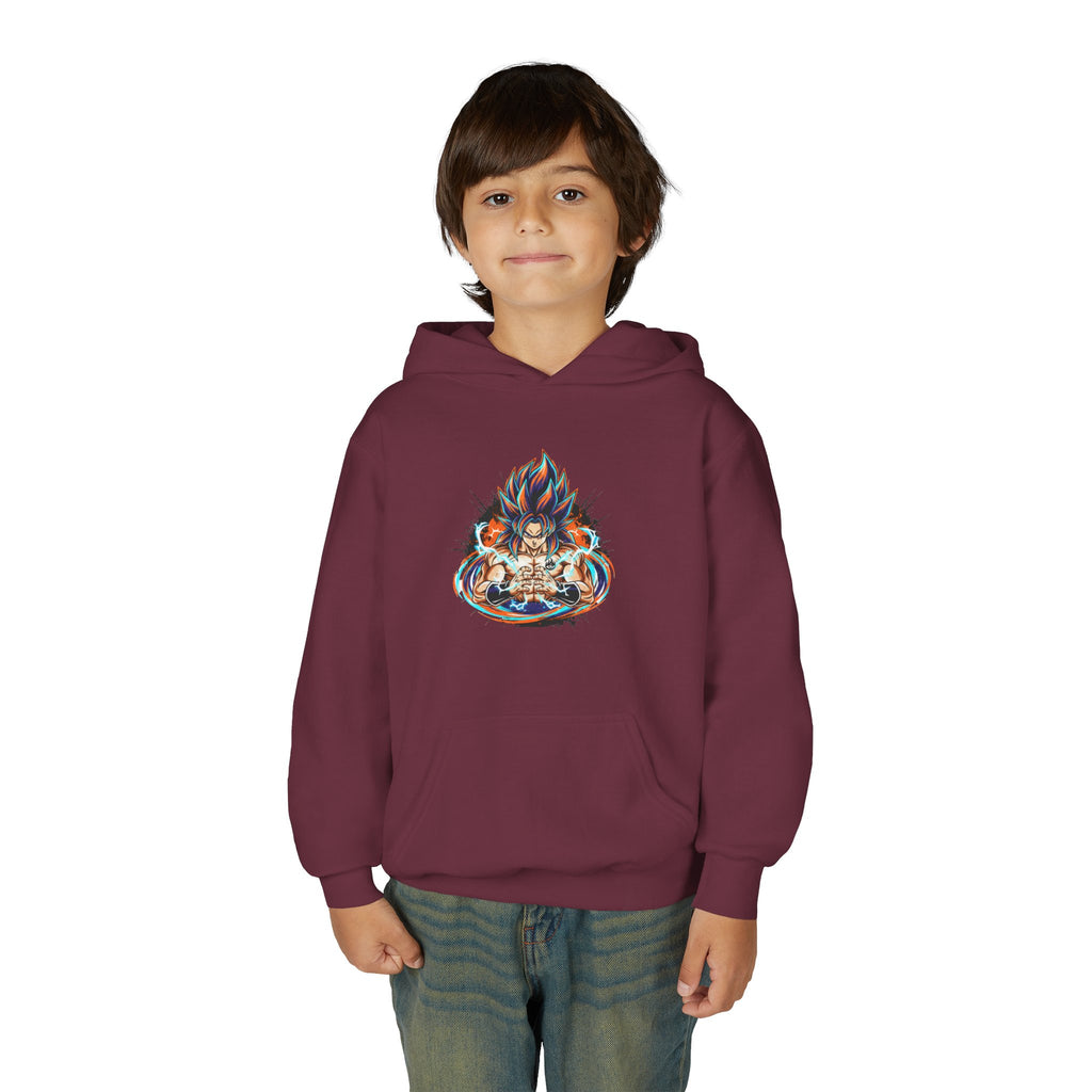 Youth Hoodie — Colorful Flaming Skull Graphic Pullover