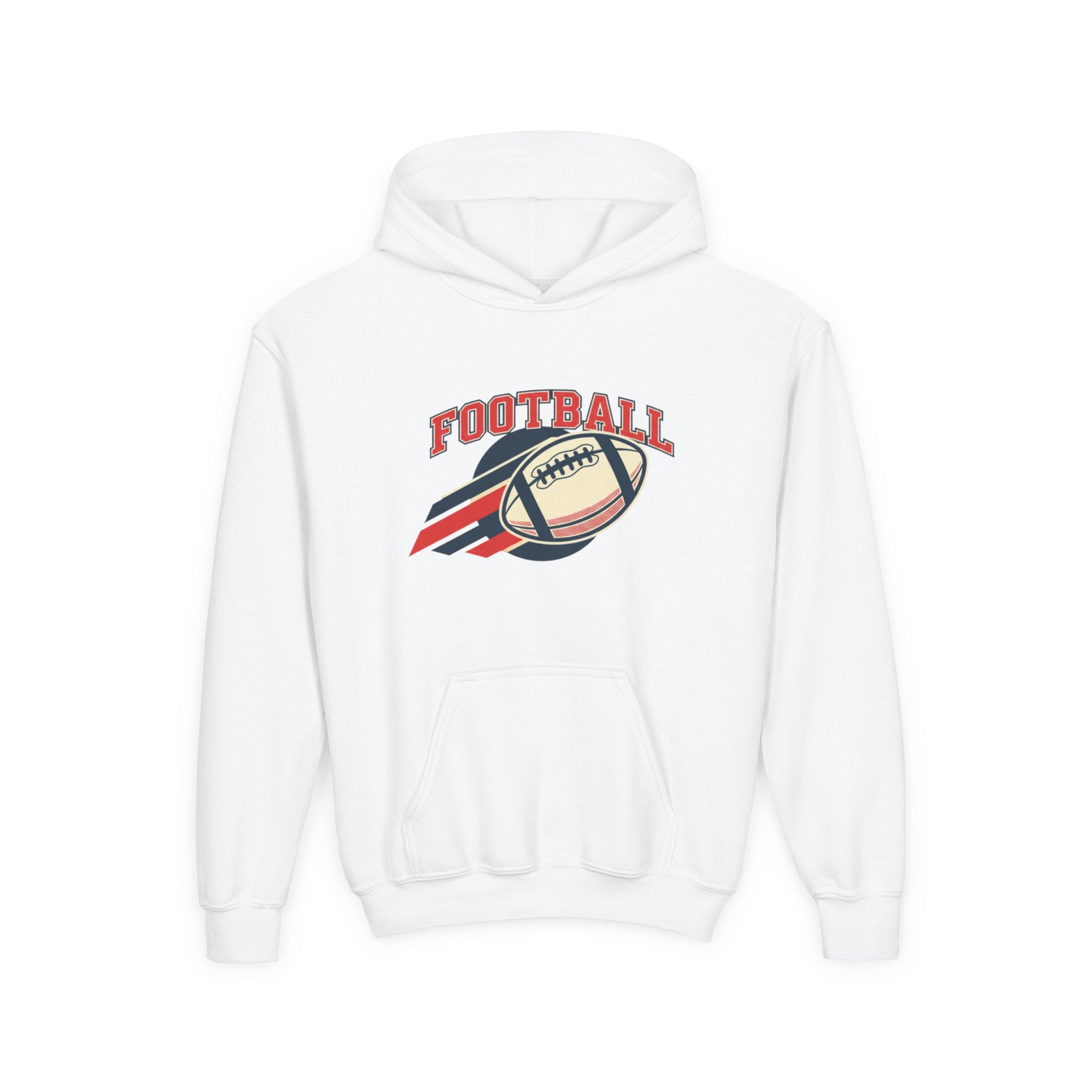 Youth Football Hoodie – Retro Flying Football Graphic