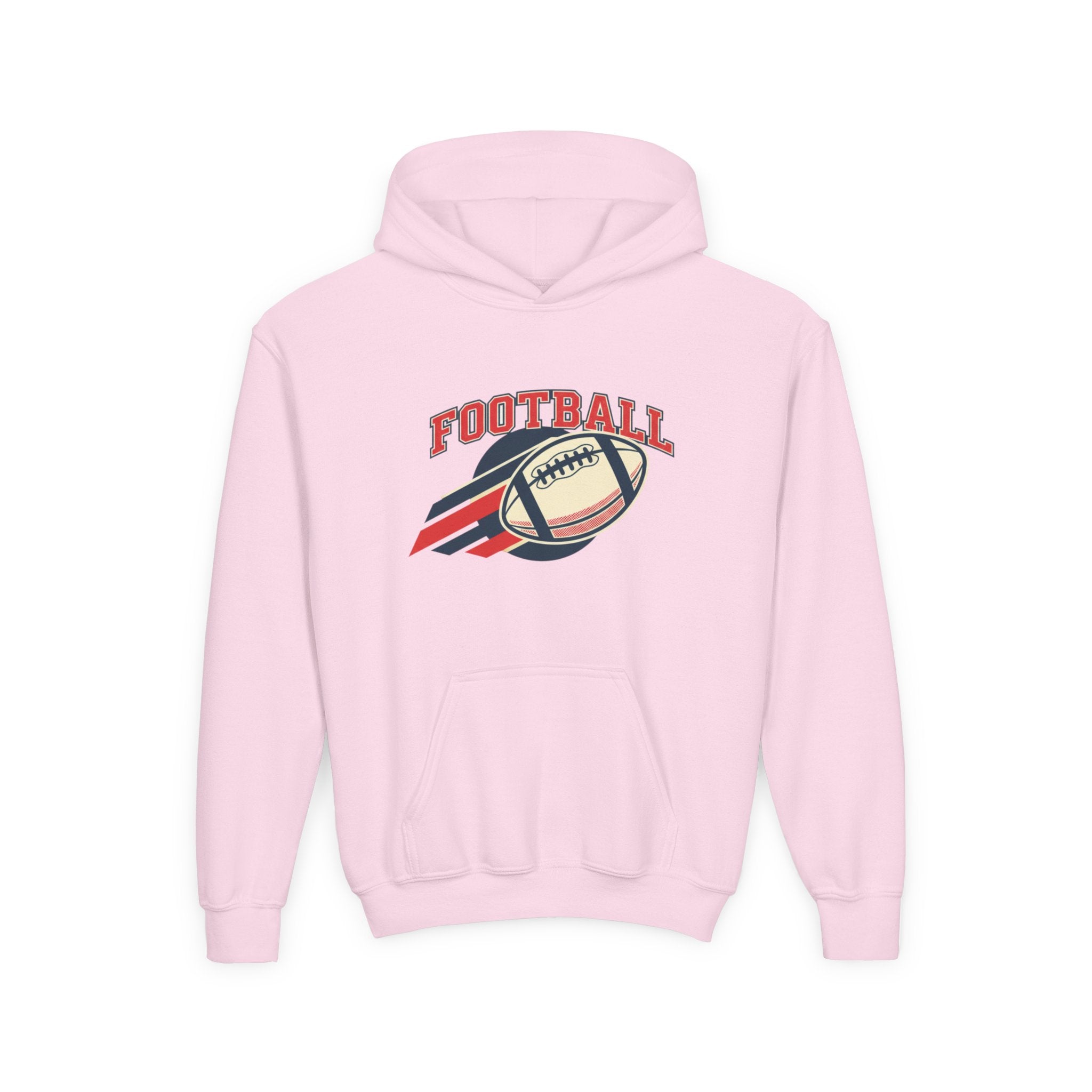 Youth Football Hoodie – Retro Flying Football Graphic