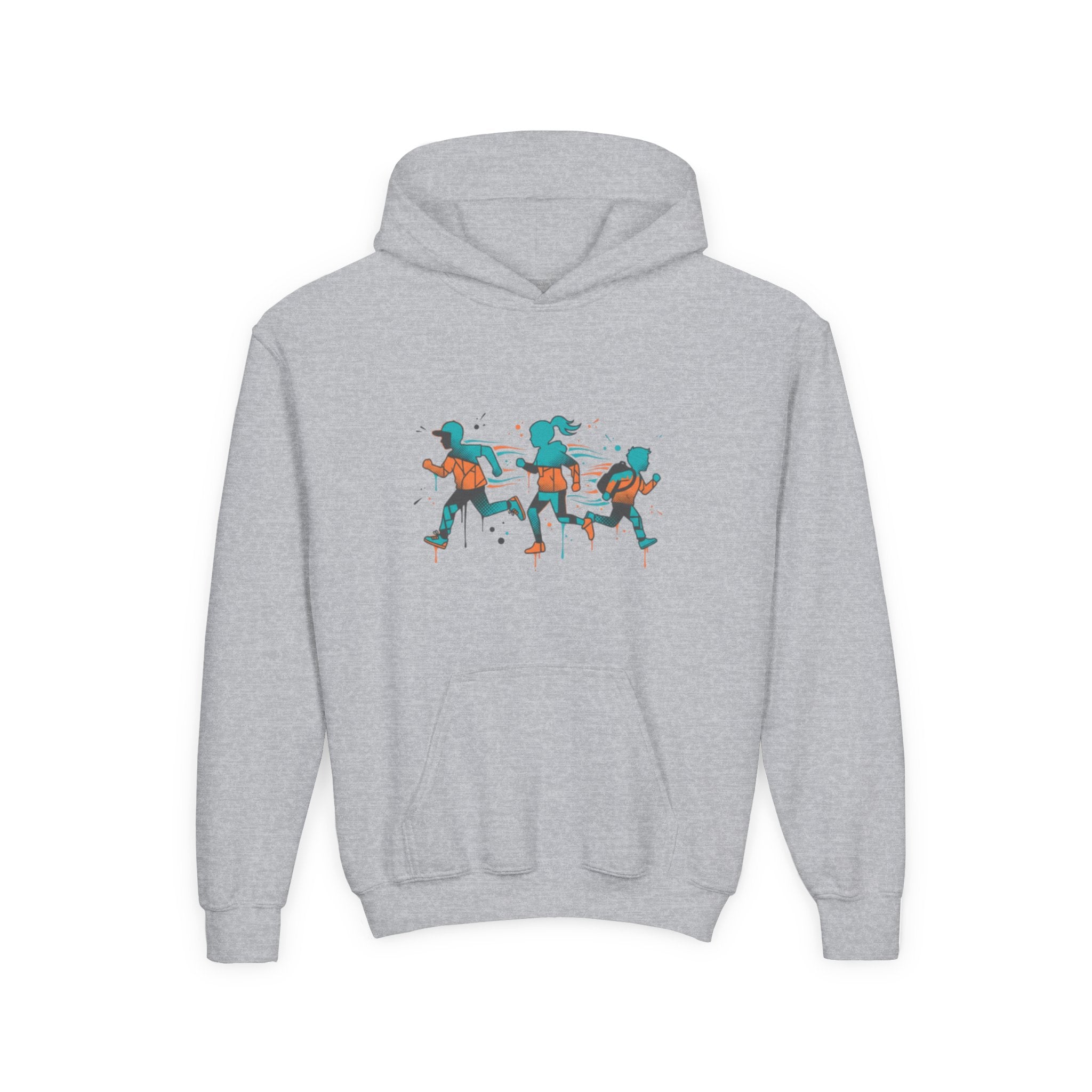 Kids Running Crew Hoodie — Playful Joggers Graphic Youth Sweatshirt