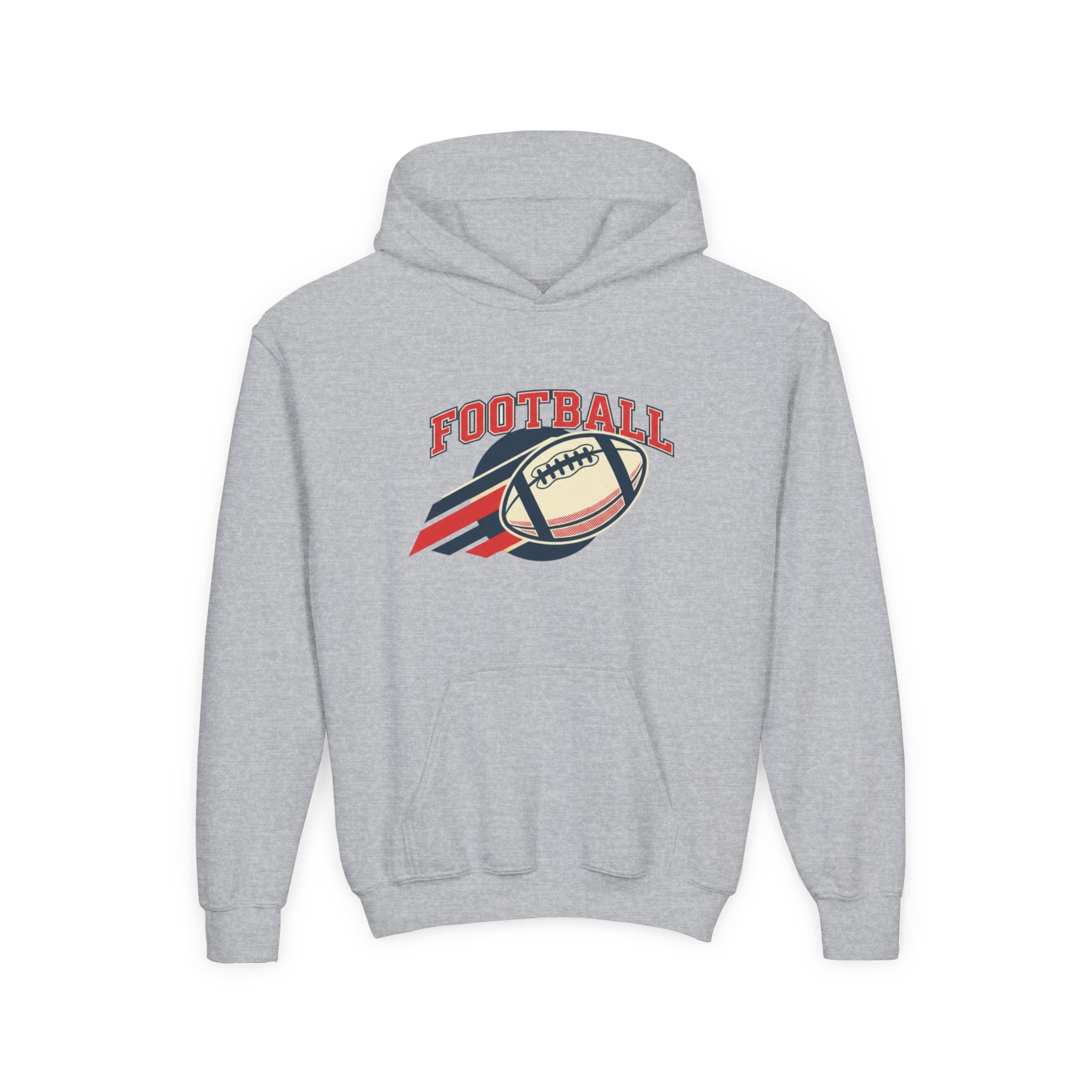 Youth Football Hoodie – Retro Flying Football Graphic